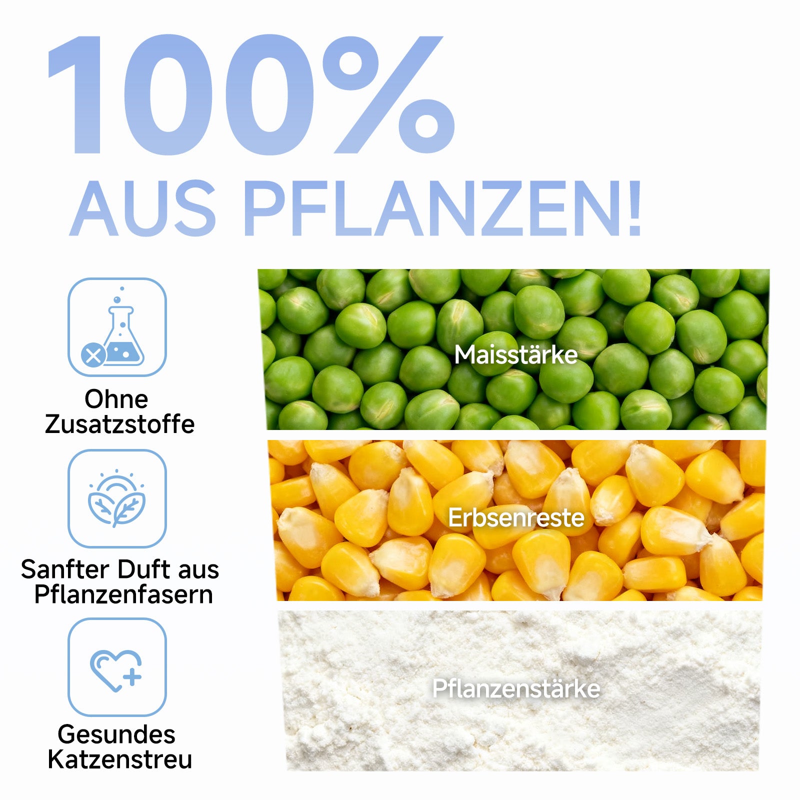TOPMEOW Katzenstreu Tofu (4 × 4,6 kg), Klumpstreu Katzenstreu, Pflanzlich, Staubarm, Hohe Geruchsbindung